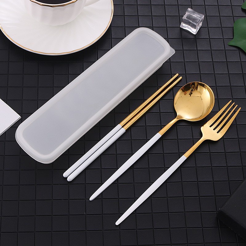 Bộ Thìa Đũa Inox 304 Cao Cấp cá nhân có hộp đựng - Hộp thìa dĩa văn phòng, du lịch tiện dụng