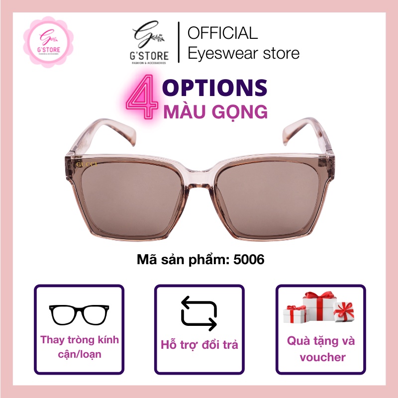 Mắt kính râm mắt vuông tràn viền màu nây tây cực xinh, kính mát hè thời trang hot trend cao cấp 5006