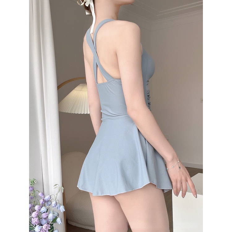 BBB Women's Swimsuit One-piece Small-chest Belly-covering with Boxer Swimwear