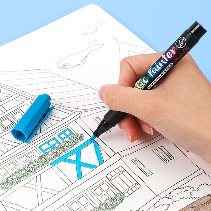 Bút Lông Acrylic 36 Màu Dùng Vẽ Đá/Gạch Men/Kính/ Vải Bạt/Thẻ