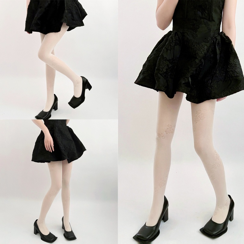 XIXI Quần Tất Họa Tiết Hoa Hồng Phong Cách Lolita Nhật Bản Cho Nữ
