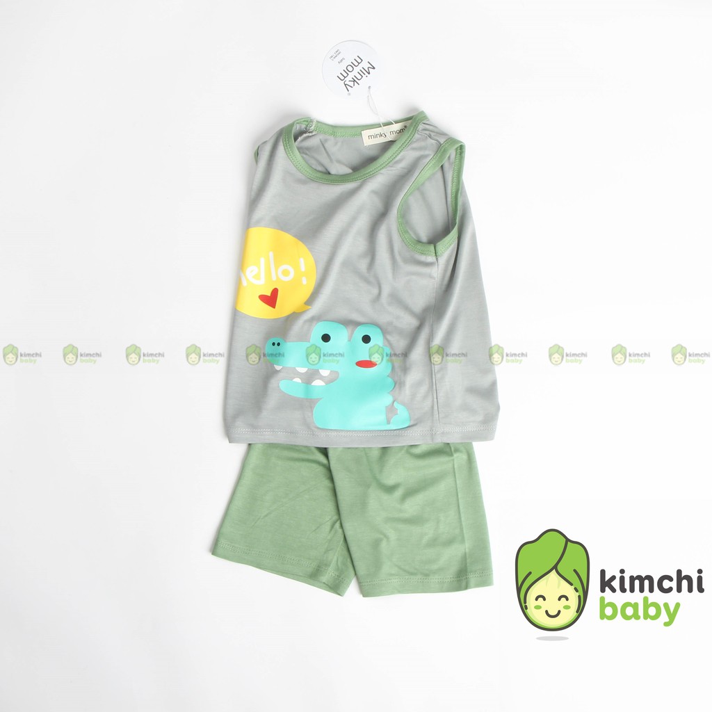 Bộ Ba Lỗ Bé Trai Minky Mom Vải Thun Lạnh Họa Tiết Động Vật Dễ Thương, Áo Ba Lỗ Cho Bé Mặc Hè Thoáng Mát MKM3LO2101