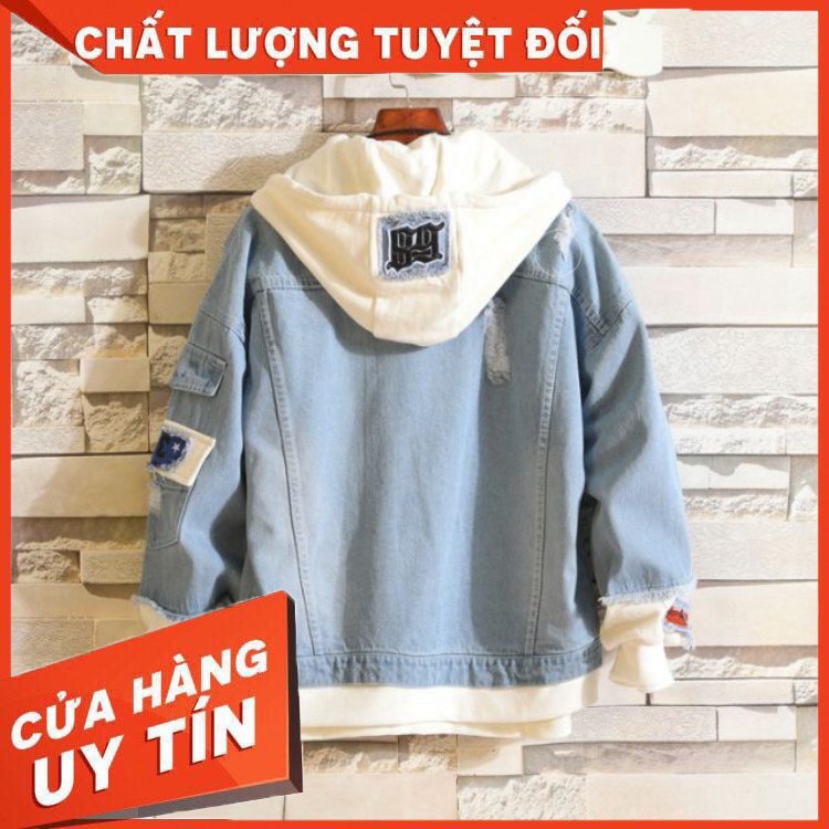 HÀNG CAO CẤP -  ÁO KHOÁC JEAN NAM LIỀN MŨ NỈ CAO CẤP HOÀNG TỬ NGỌT NGÀO  - Hàng Cao Cấp