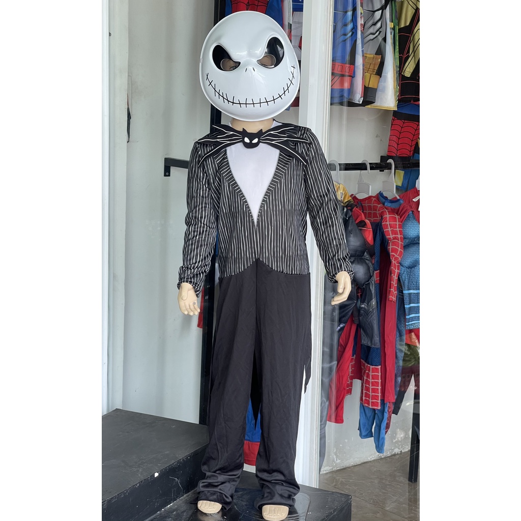 HM1077 Trang Phục Áo Liền Quần Hóa Trang Nhân Vật JACK SKELLINGTON Cho Bé Trai Kèm Mặt Nạ