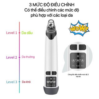 [MẪU MỚI] Máy Hút Mụn Massa nóng💥CÓ ĐẦU HÚT MỤN LƯNG💥3 chế độ hút,màn hình led BH 12 tháng