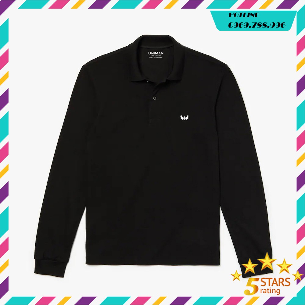 Áo Thun Polo Nam Tay Dài Đẹp dáng ôm vải Cá Sấu Cotton Cao Cấp, Logo THÊU chống nhăn chống xù