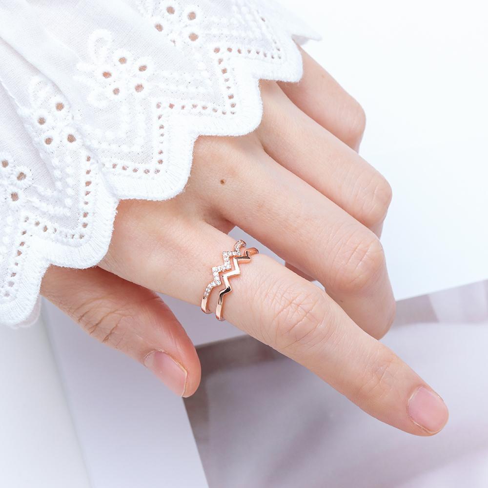 Nhẫn Gợn Sóng SUMU SUMU|Nhẫn Hở Đính Đá Nhiều Màu Sắc Hợp Thời Trang