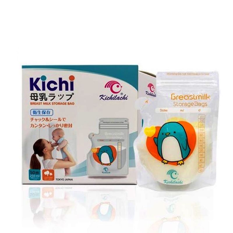 Hộp 50 Túi Trữ Sữa Kichilachi 250ml Có Vòi Rót Tiện Dụng
