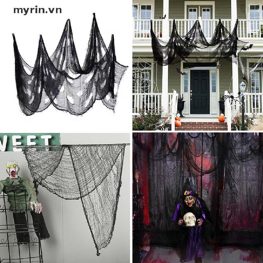 Tấm Vải Gạc Lưới Màu Đen Cỡ Lớn Trang Trí Nhà Cửa Dịp Halloween