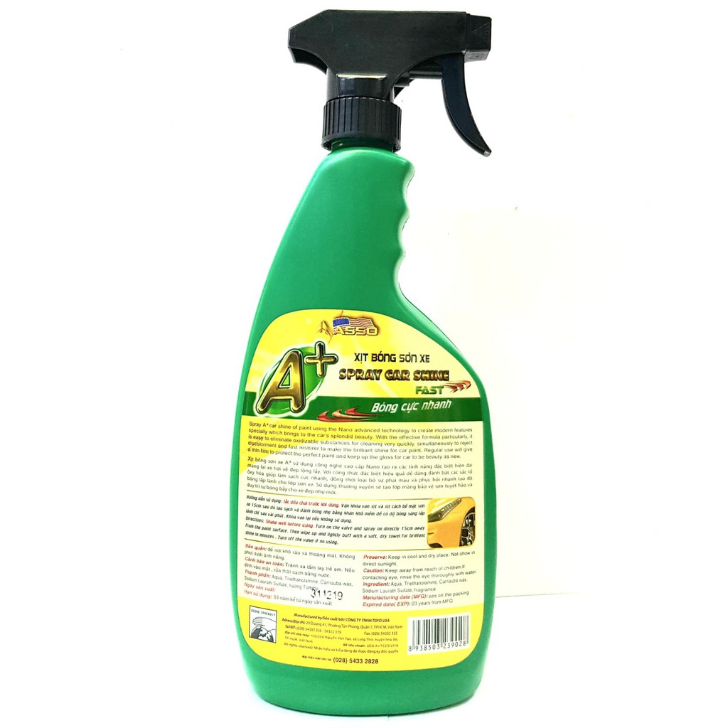 BÓNG SƠN NHANH ASSO A+ SPRAY CAR SHINE 600ML