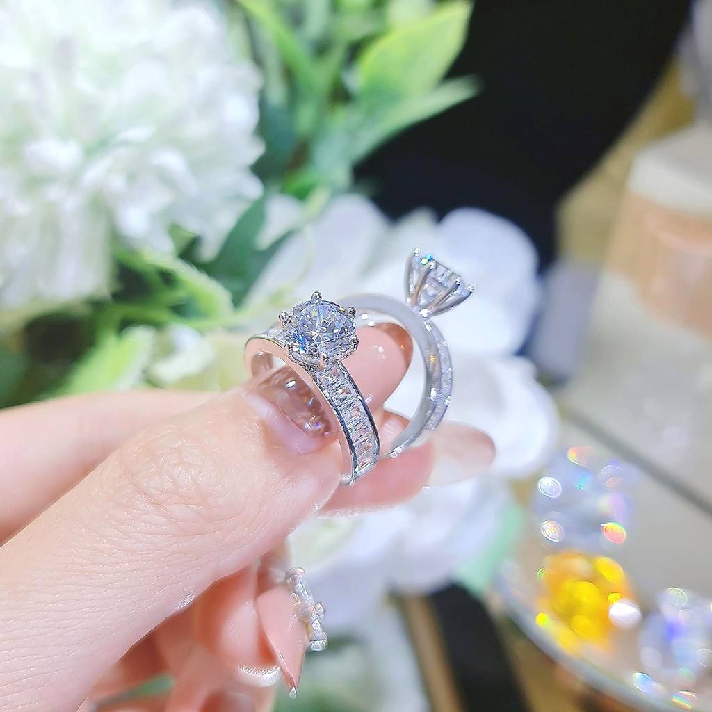 Bộ Dây Chuyền + Bông Tai + Nhẫn Chất Liệu Bạc Ý Đính Xoàn Nhân Tạo Newzaland Sang Trọng