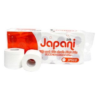 Giấy vệ sinh cao cấp có lõi JAPANI JPS10, 100% bột giấy nguyên sinh, dùng trong toilet, 3 lớp