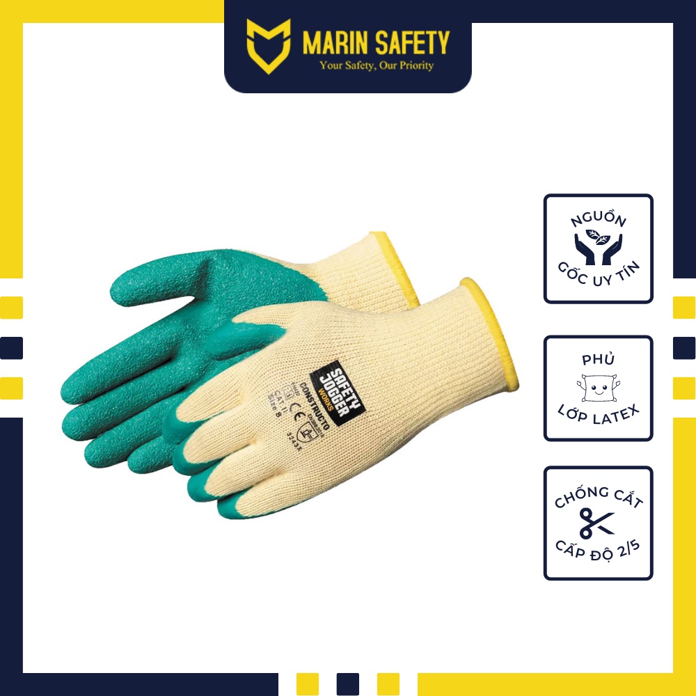 Găng tay lao động chống cắt Safety Jogger Constructo cấp độ 2 - Găng tay bảo hộ chống đâm xuyên tiêu chuẩn EN388:2016