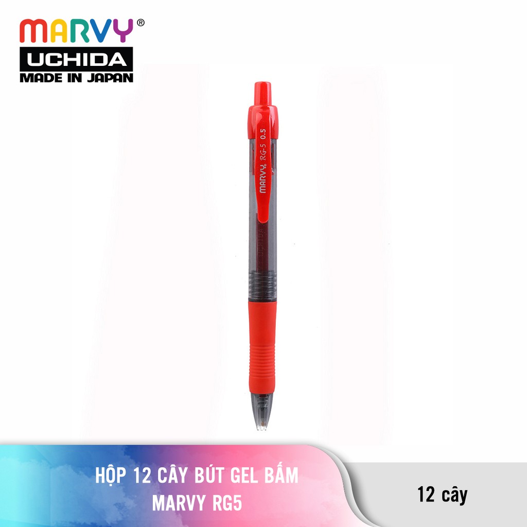 Hộp 12 cây Bút gel bấm Marvy Uchida RG5 ngòi 0.5mm