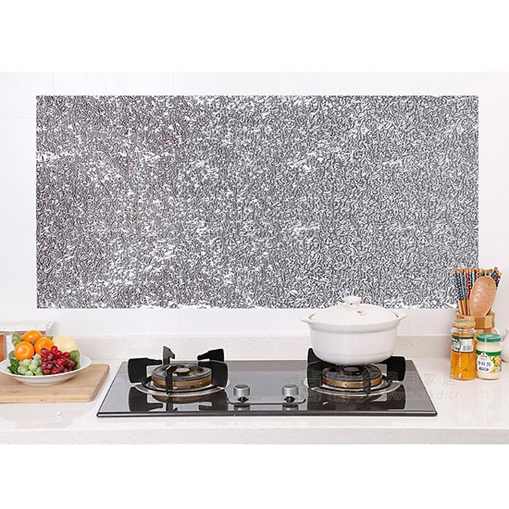 Cuộn giấy bạc dán bếp cách nhiệt, miếng decal dán tường nhà bếp siêu đẹp chống thấm (2 mét khổ 40cm, 3 mét khổ 60cm)