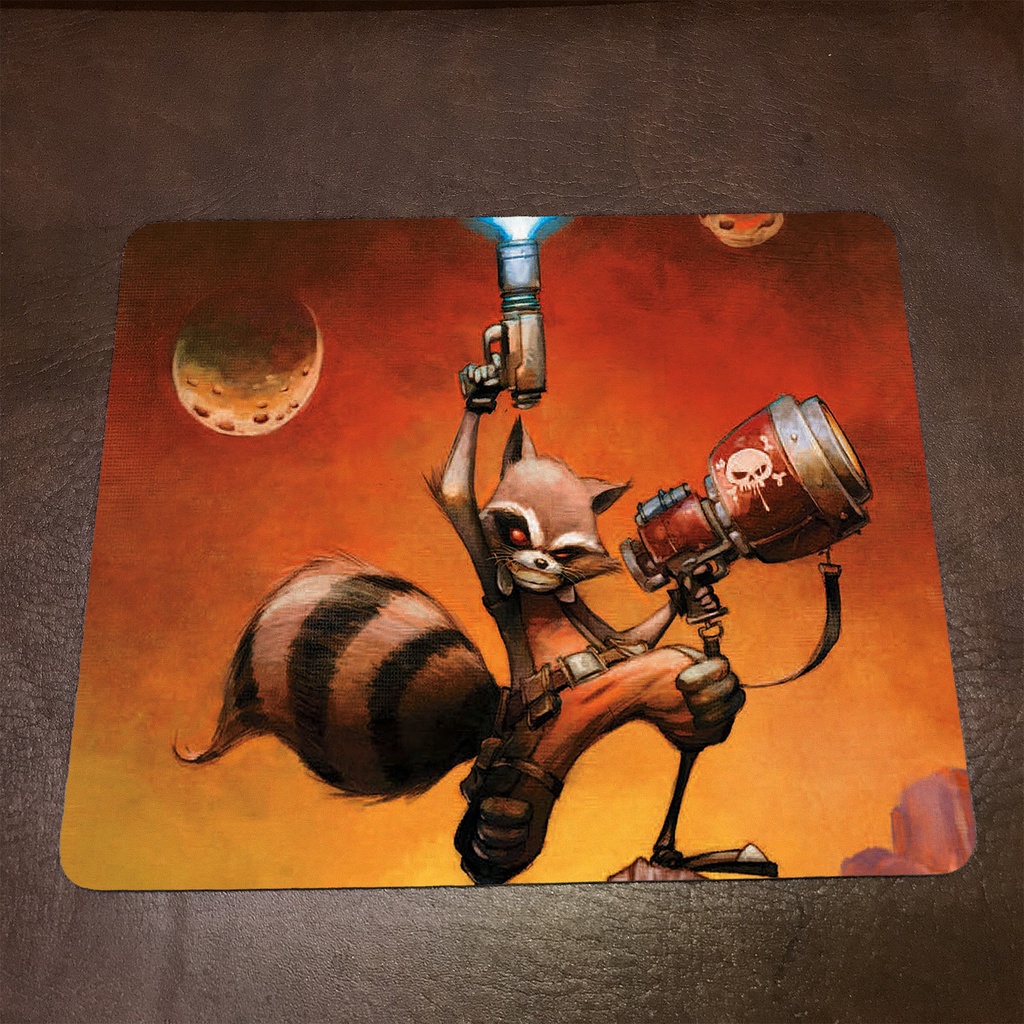 Lót chuột máy tính Marvel ROCKET RACCOON - Mẫu 1 Mousepad cao su êm ái, nhận in theo yêu cầu