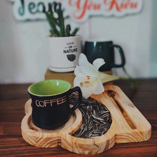 Khay gỗ decor đựng cốc cafe trà - Lengkengdecor