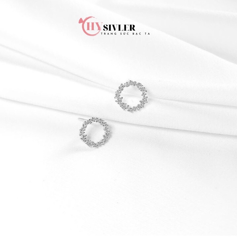 Bông tai bạc ta huyền thoại biển xanh hình tròn đính đá nữ tính bông tai nữ bạc thật giá rẻ CHY SILVER
