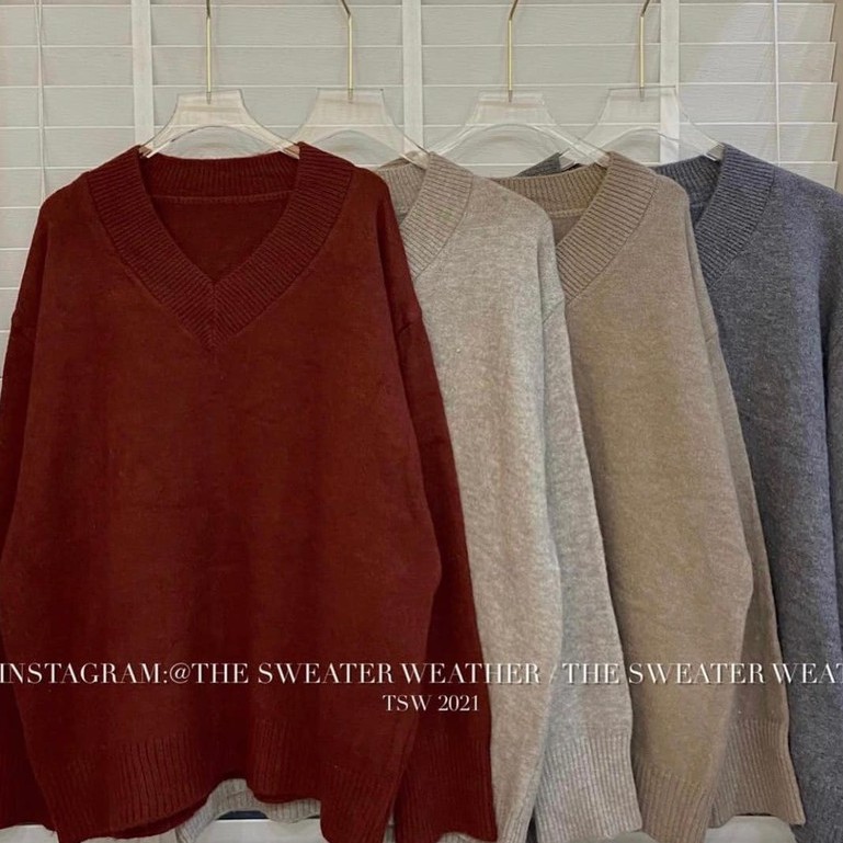 Áo Len Mịn Cổ V Form Rộng - Titto Closet