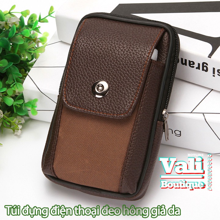 Túi đựng điện thoại da PU đeo ngang hông kiểu ngang, kiểu dọc T8 gài nút giữa - Túi đeo thắt lưng giả da PU - đen, nâu. | BigBuy360 - bigbuy360.vn