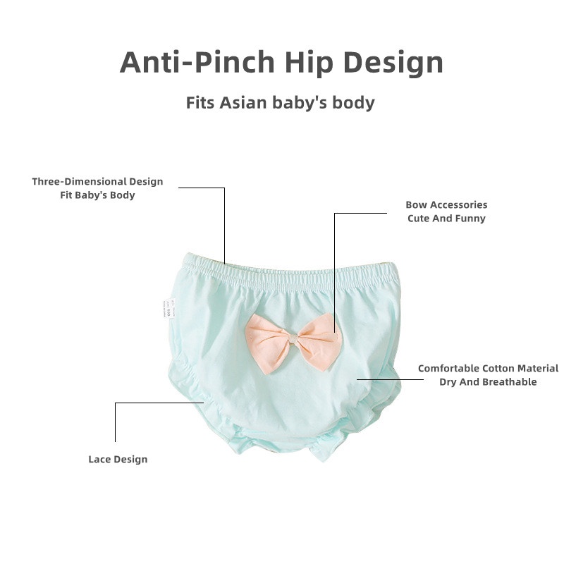 Set 4 Quần Lót cotton Màu Trơn Bảo Vệ Riêng Tư Cho Bé Gái 6 Tháng-7 Tuổi