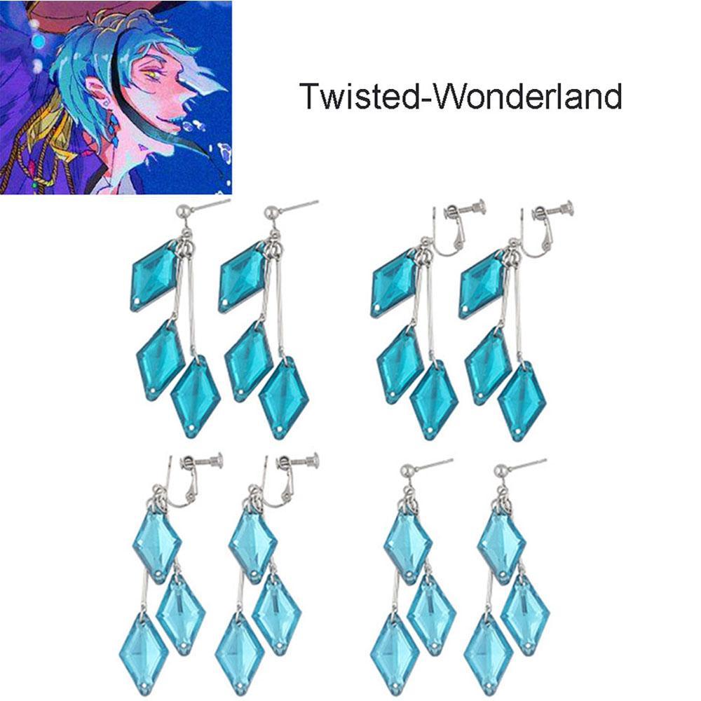 FORBETTER Fashion The Little Mermaid Earrings Cosplay Floyd Clip Earrings Anime Twisted Wonderland Earrings Women Ear Clip Tassel Jewelry Geometric Acrylic Drop Earrings/Multicolor