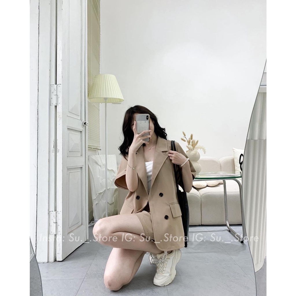 Sét Áo Blazer Cộc Tay Kèm Quần Short Đủ Màu Hottrend | BigBuy360 - bigbuy360.vn