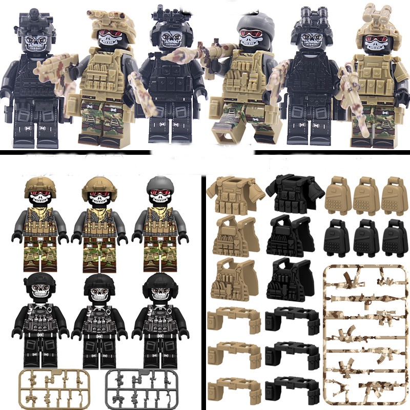 COMBO 6 Lính Đặc Nhiệm Kèm Trang Bị Vũ Khí Đầy Đủ K142 - Đồ Chơi Lắp Ráp Mini Army