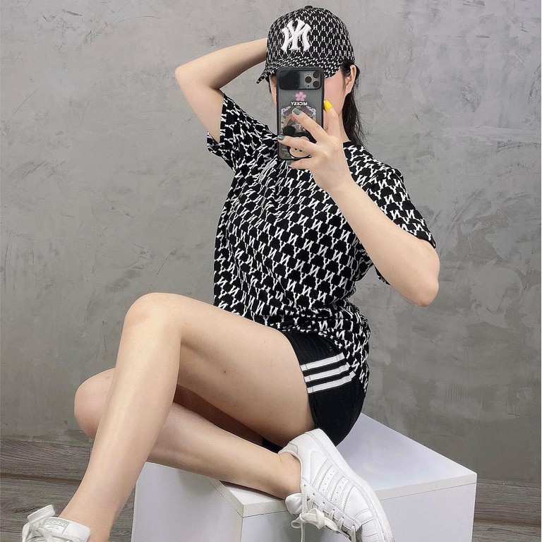 Mũ Nón MLB NY  Đen Monogram Baseball Cap Black Full Tag Code