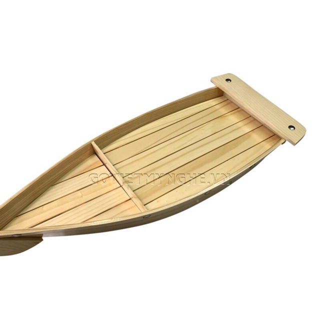 [Dài 58cm - Hàng chuẩn Nhật] Khay thuyền gỗ đựng sushi sashimi - khay thuyền gỗ để setup món lẩu - Gỗ thông tự nhiên
