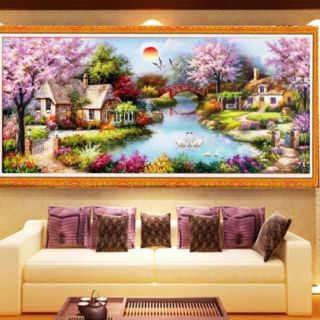 Tranh thêu chữ thập ngôi nhà hạnh phúc KT 195*103 cm