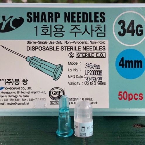 Lẻ 1 Đầu kim tiêm meso Sharp 27G 30G 31G 32G 33G 34G đủ size 4mm 6mm 8mm 13mm Hàn Quốc cấy prp căng bóng da cấy tế bào g