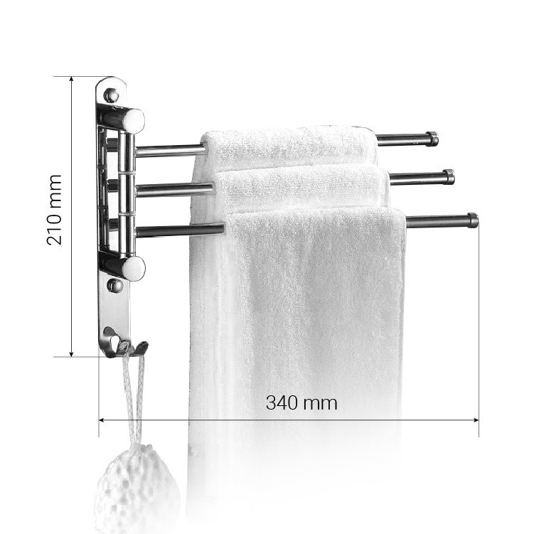 Kệ Treo Khăn GIHOME Inox 304 Khoan Tường, Thanh Treo Khăn Nhà Tắm Đa Năng Xoay 180 Độ