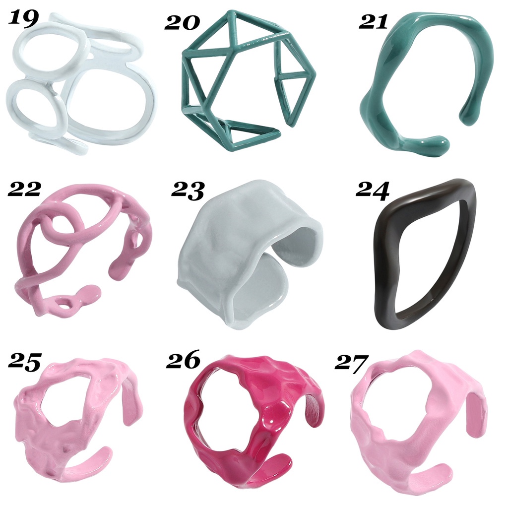 Nhẫn dạng hở họa tiết tranh sơn dầu nhiều màu sắc dễ thương dành cho nam và nữ