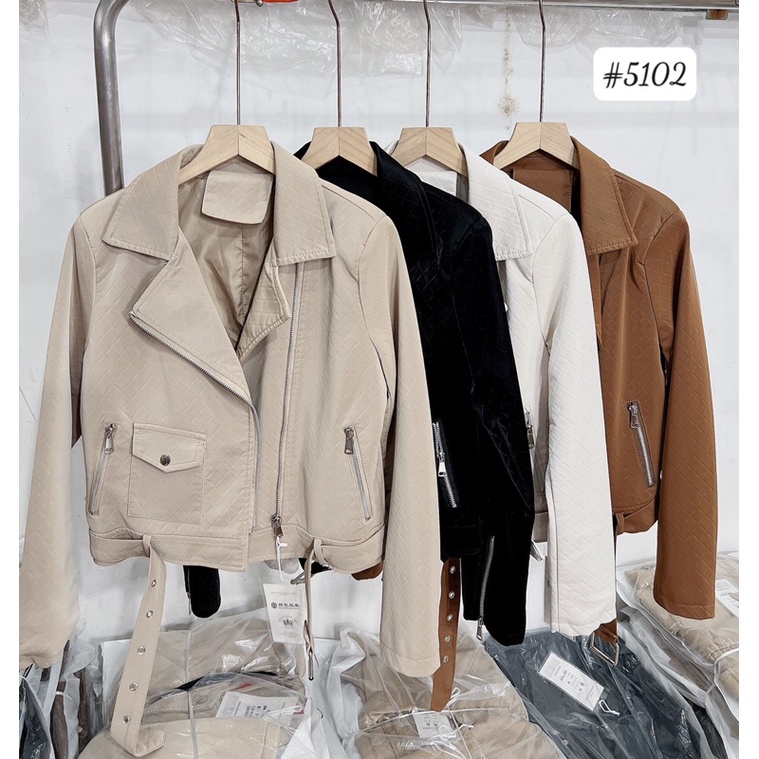 Áo khoác da nhung vân chìm ô  hàng QCL1