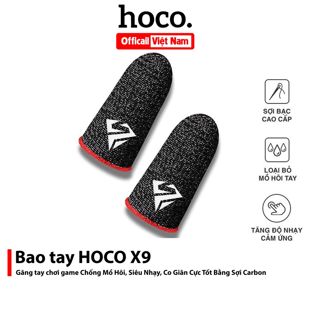 Găng tay HOCO X9 sợi bạc 24 kim cao cấp Chơi Game ff, Pubg, Liên Quân, Chống Mồ Hôi, Siêu Nhạy, Sợi carbon