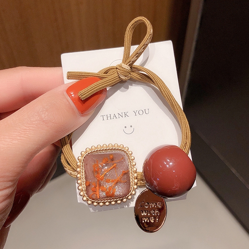 Dây buộc tóc đính pha lê hình vuông thiết kế mới thời trang theo phong cách hàn quốc