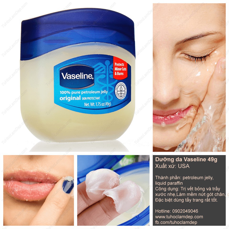 Sáp Vaseline Original 100% pure petroleum jelly 49g