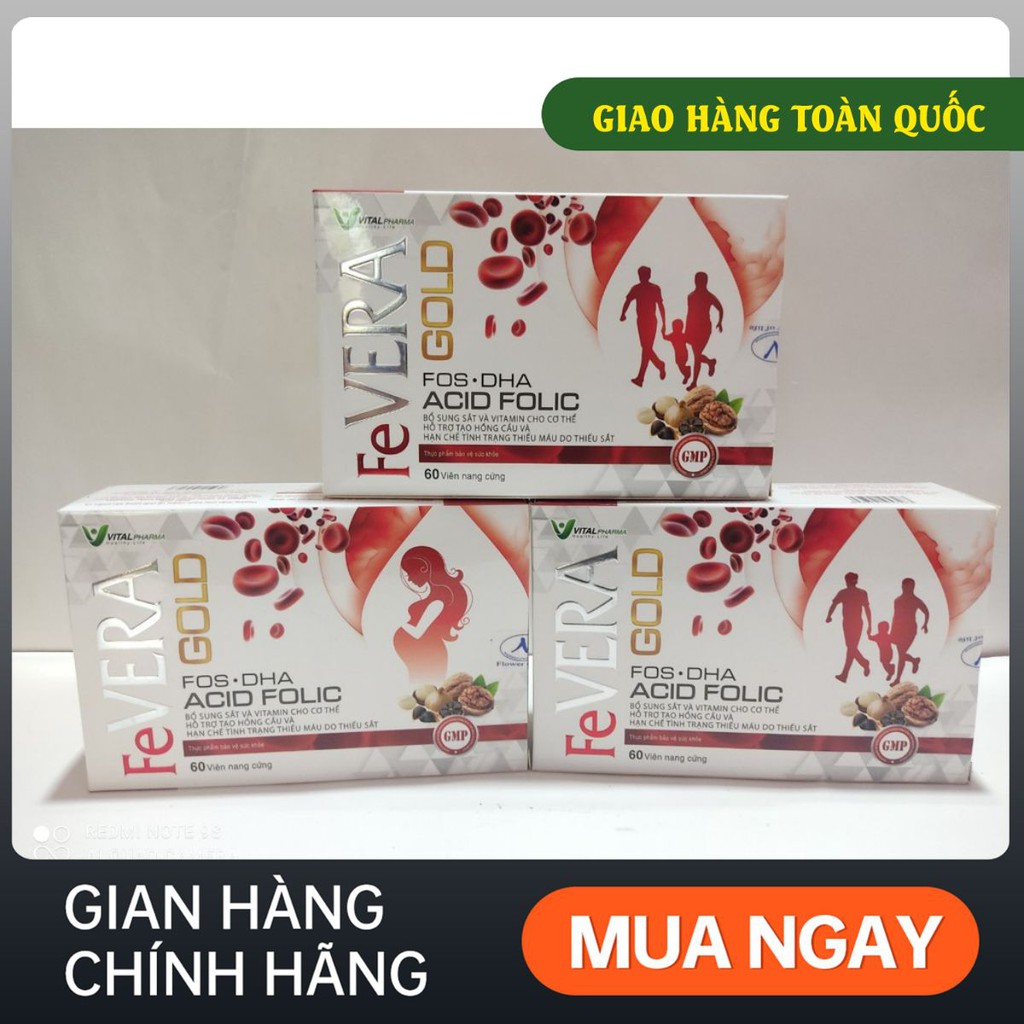 [VITAL PHARMA] Viên uống bổ sung sắt Fevera gold - Hộp 60 viên