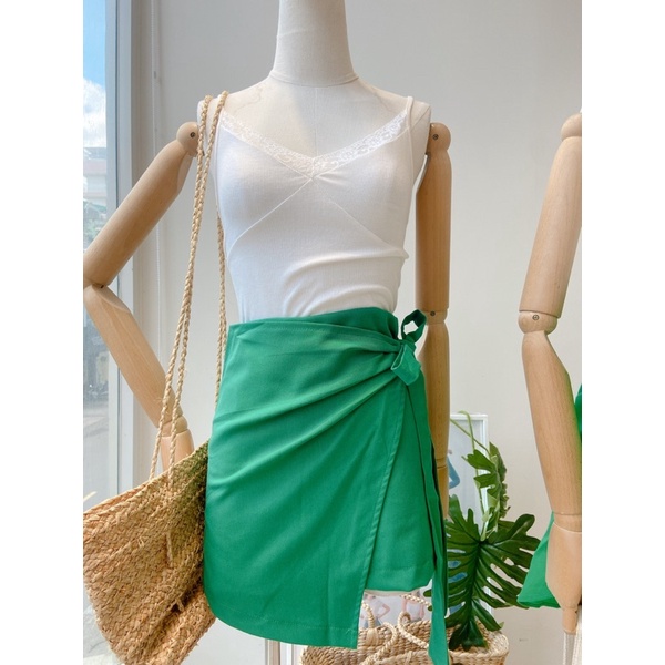 Chân váy ngắn cột vạt trước dáng chữ A ôm form phong cách retro quyến rũ MIEU - JJL15