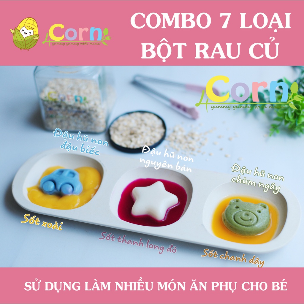 Combo 7 bột rau củ sấy lạnh Dalahouse chế biến ăn dặm - Cho bé 5m+