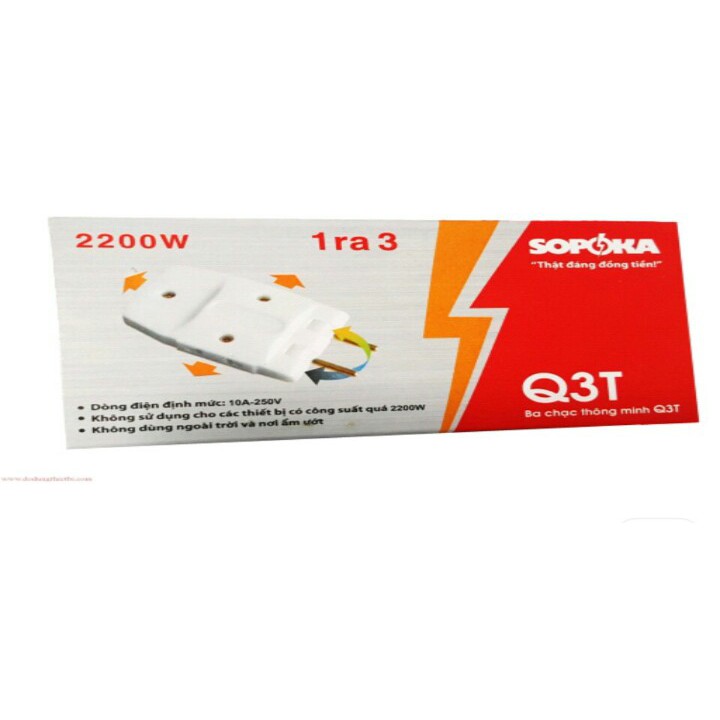 Phích Cắm Điện 1 ra 3-Ổ cắm nối chia 5 Ngã SOPOKA 2200W.