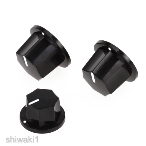 3 PCS Black vintage Jazz Bass Volume Tone skirted Knobs ABS Durable Guitar Parts