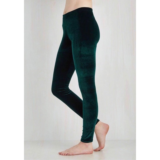 Quần legging thun nhung 2 màu đen, xanh
