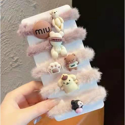 SET 5 BUỘC TÓC LÔNG GẮN STICK SIÊU DỄ THƯƠNG