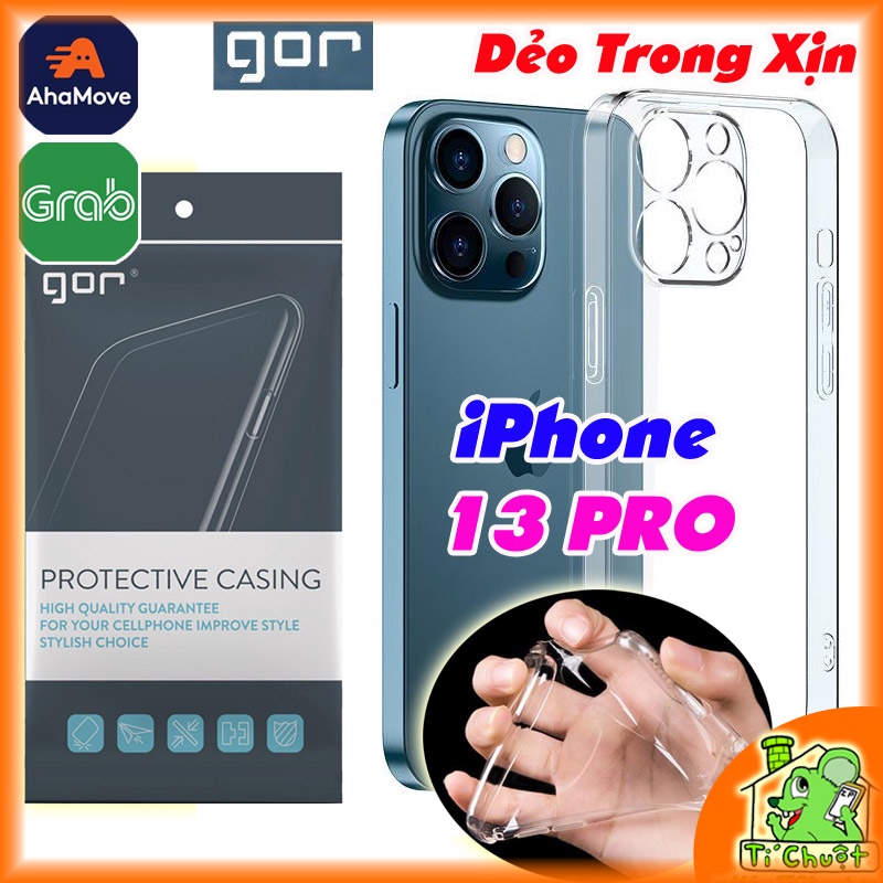 [Chính Hãng GOR][Ảnh Thật] Ốp lưng iPhone 13 PRO 6.1" Silicon Dẻo trong suốt