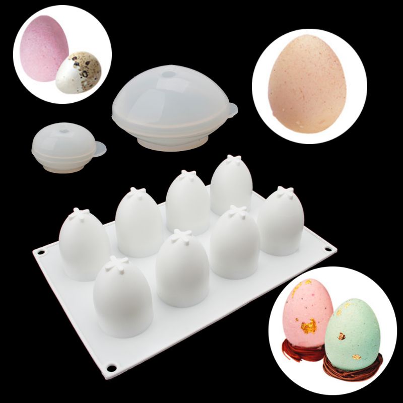 ✿ Khuôn Silicone 8 Ngăn Làm Bánh Trứng Phục Sinh