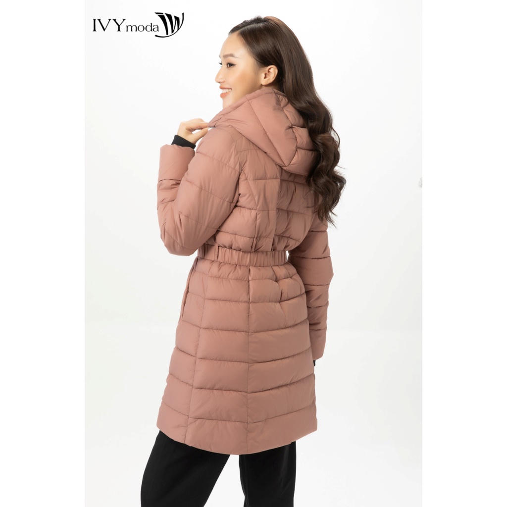 Áo phao nữ dáng dài cổ mũ IVY moda MS 71B8858