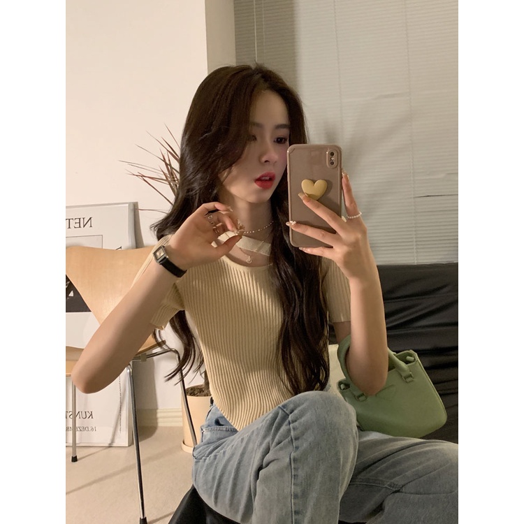 Áo Sweater Dệt Kim Thiết Kế Lỗ Quyến Rũ Cho Nữ
