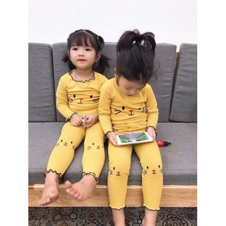 Bộ quần áo thu đông dài tay len tăm cho bé gái